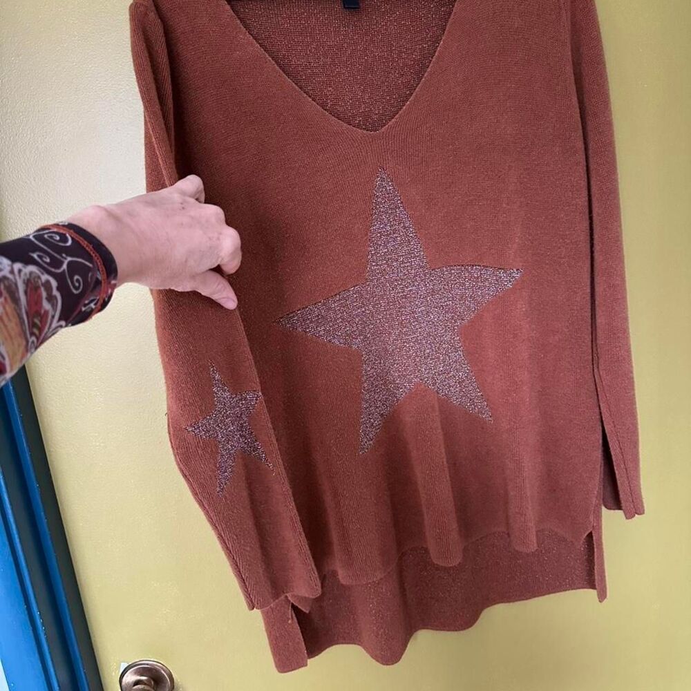 Unbranded Women's Brown and Burgundy Jumper
